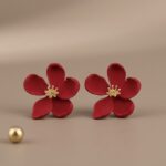 Matte Red Petal Earrings